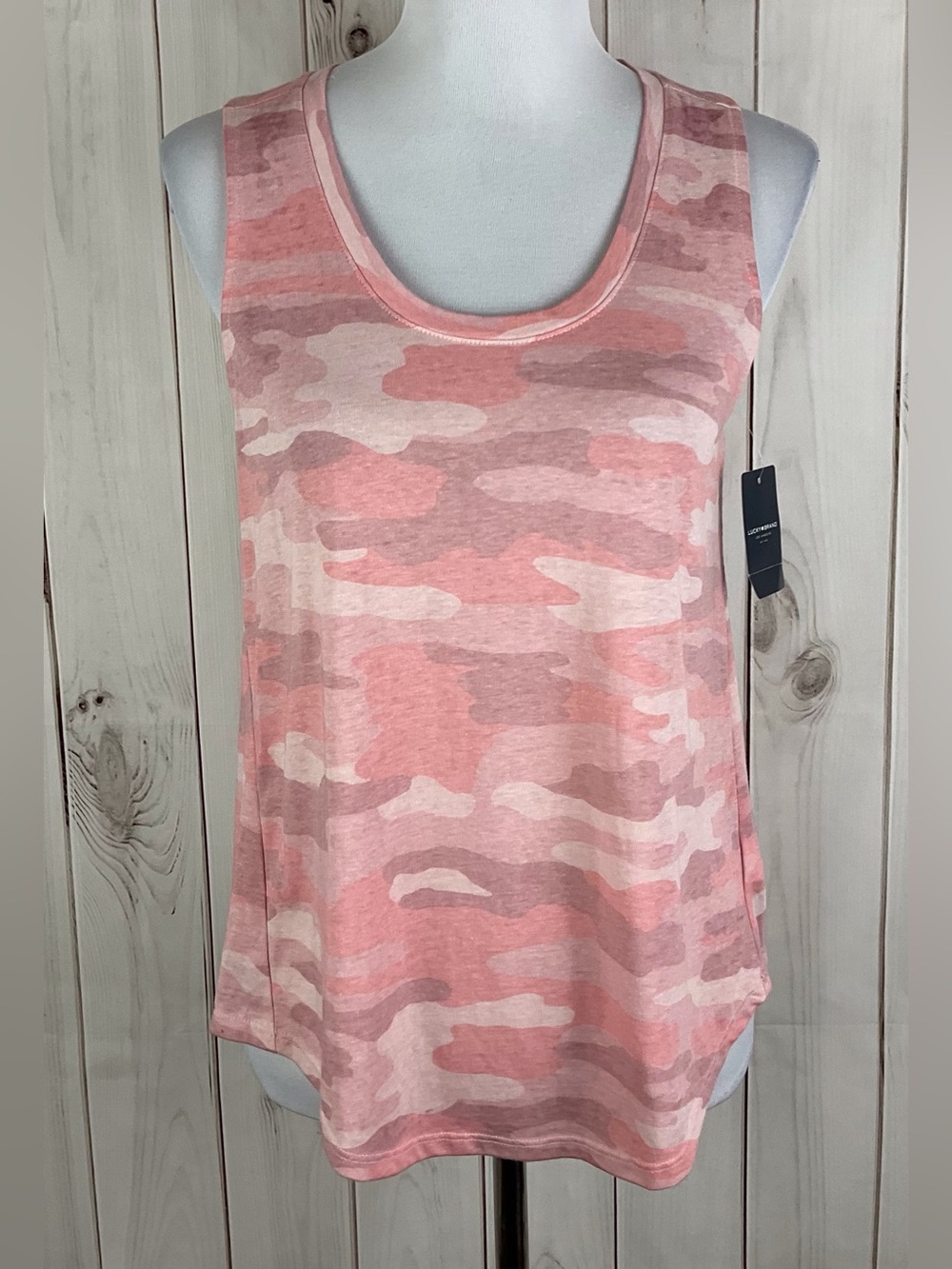 Lucky Brand Women's Pink Camo Camouflage Lightweight Sleeveless Tank Top S NWT